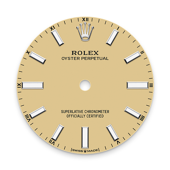 Rolex Oyster Perpetual 34 M124200-0007 – Zifferblatt in Beige (Hochformat)
