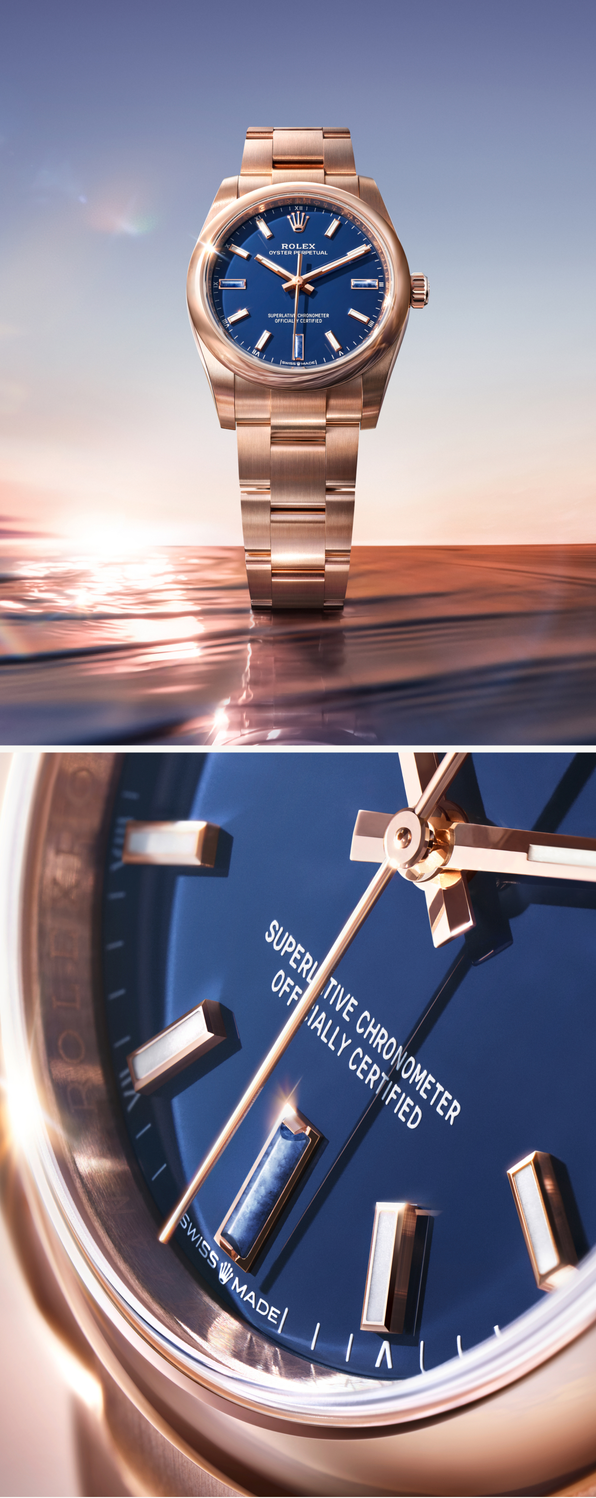 Die Oyster Perpetual 28 in 18 Karat Gelbgold mit lackiertem Zifferblatt in Green stone