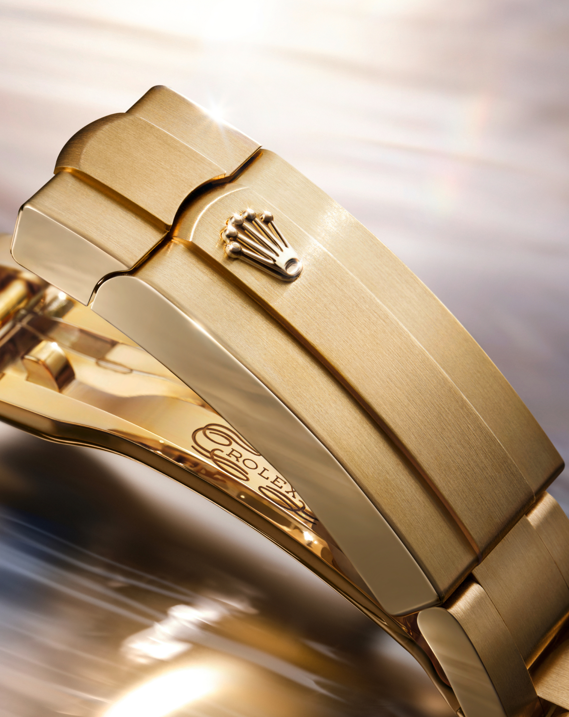 Das Oyster-Band der Oyster Perpetual in 18 Karat Gelbgold