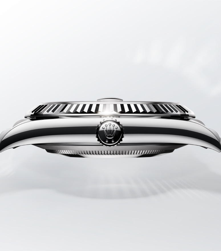 Das Oyster Gehäuse einer Rolex Armbanduhr im Profil